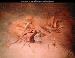 Oil bosch, hieronymus Painting - Detail of the left-hand panel, from the Triptych of the Temptation of St. Anthony by Bosch, Hieronymus