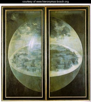 Oil garden Painting - Garden of Earthly Delights, outer wings of the triptych by Bosch, Hieronymus