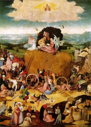 Oil bosch, hieronymus Painting - Haywain by Bosch, Hieronymus
