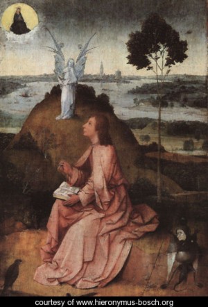 Oil bosch, hieronymus Painting - St. John on Patmos by Bosch, Hieronymus
