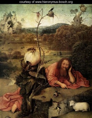 Oil bosch, hieronymus Painting - St John the Baptist in the Wilderness by Bosch, Hieronymus