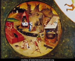 Oil bosch, hieronymus Painting - Tabletop of the Seven Deadly Sins and the Four Last Things c.1480 by Bosch, Hieronymus