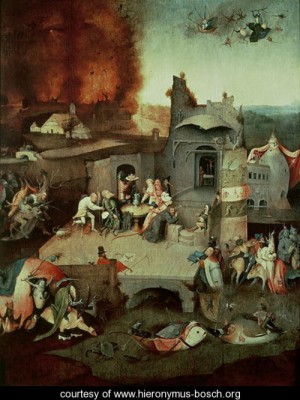 Oil bosch, hieronymus Painting - Temptation of Saint Anthony c.1500 by Bosch, Hieronymus