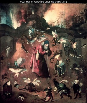 Oil bosch, hieronymus Painting - Temptation of St. Anthony (4) by Bosch, Hieronymus