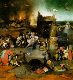 Oil bosch, hieronymus Painting - Temptation of St Anthony, central panel of the triptych  1505-06 by Bosch, Hieronymus