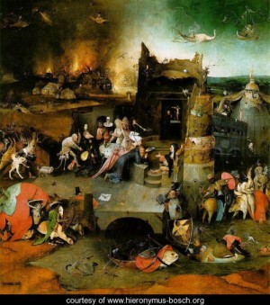 Oil bosch, hieronymus Painting - Temptation of St. Anthony, central panel of the triptych by Bosch, Hieronymus