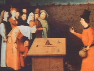Oil bosch, hieronymus Painting - The Magician  1475-80 by Bosch, Hieronymus