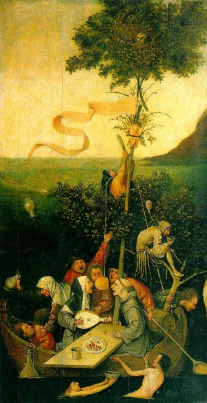 Oil bosch, hieronymus Painting - The Ship of Fools    c. 1490-1500 by Bosch, Hieronymus