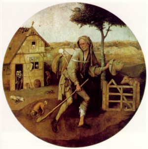 Oil bosch, hieronymus Painting - The Wayfarer 1500-1502  diameter 71.5 cm by Bosch, Hieronymus