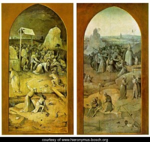 Oil bosch, hieronymus Painting - Tiptych of Temptation of St Anthony (outer wings) by Bosch, Hieronymus
