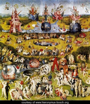 Oil bosch, hieronymus Painting - Triptych of Garden of Earthly Delights (central panel) c. 1500 by Bosch, Hieronymus