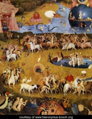 Oil bosch, hieronymus Painting - Triptych of Garden of Earthly Delights (detail 3) c. 1500 by Bosch, Hieronymus