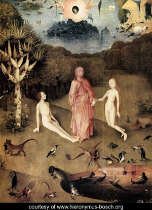 Oil bosch, hieronymus Painting - Triptych of Garden of Earthly Delights (left wing) (detail 1) c. 1500 by Bosch, Hieronymus