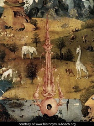 Oil bosch, hieronymus Painting - Triptych of Garden of Earthly Delights (left wing) (detail 2) c. 1500 by Bosch, Hieronymus