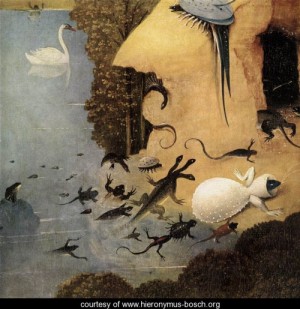 Oil bosch, hieronymus Painting - Triptych of Garden of Earthly Delights (left wing) (detail 3) c. 1500 by Bosch, Hieronymus