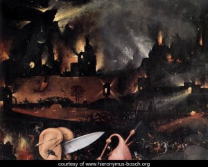 Oil garden Painting - Triptych of Garden of Earthly Delights (right wing) (detail 3) c. 1500 by Bosch, Hieronymus