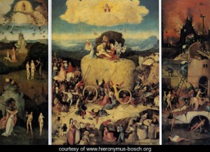 Oil bosch, hieronymus Painting - Triptych of Haywain (1) 1500-02 by Bosch, Hieronymus
