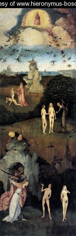 Oil bosch, hieronymus Painting - Triptych of Haywain (left wing-1) 1500-02 by Bosch, Hieronymus