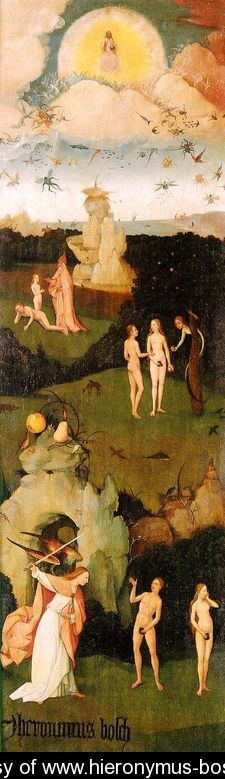 Oil bosch, hieronymus Painting - Triptych of Haywain (left wing-2) 1500-02 by Bosch, Hieronymus