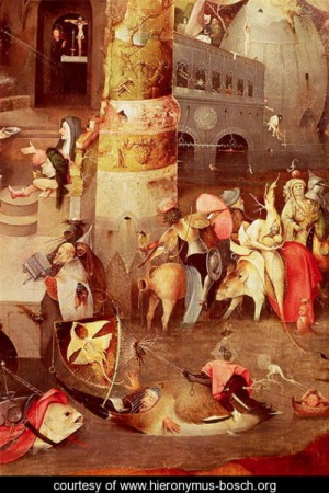 Oil bosch, hieronymus Painting - Triptych of the Temptation of St. Anthony (detail of the lower right hand side) by Bosch, Hieronymus