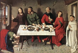 Oil bouts, dieric the elder Painting - Christ in the House of Simon  1440s by Bouts, Dieric the Elder