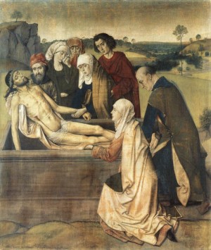 Oil bouts, dieric the elder Painting - The Entombment  - c. 1450 by Bouts, Dieric the Elder