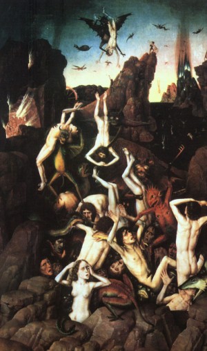 Oil bouts, dieric the elder Painting - The Fall of the Damned  1450 by Bouts, Dieric the Elder