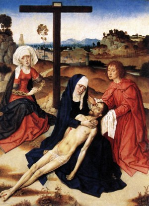 Oil bouts, dieric the elder Painting - The Lamentation of Christ  - c. 1460 by Bouts, Dieric the Elder