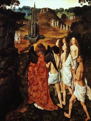 Oil bouts, dieric the elder Painting - The Way to Paradise    1450 by Bouts, Dieric the Elder