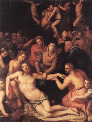 Oil bronzino, agnolo Painting - Deposition  1565 by Bronzino, Agnolo