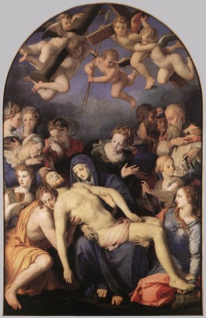 Oil bronzino, agnolo Painting - Deposition of Christ  1545 by Bronzino, Agnolo