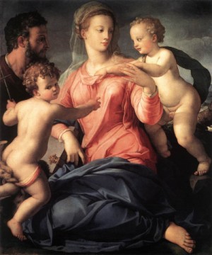 Oil bronzino, agnolo Painting - Holy Family  1555-60 by Bronzino, Agnolo