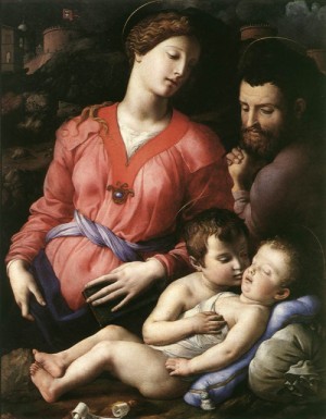Oil bronzino, agnolo Painting - Holy Family  - c. 1540 by Bronzino, Agnolo
