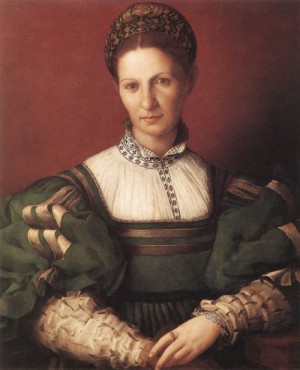 Oil green Painting - Portrait of a Lady in Green  1530-32 by Bronzino, Agnolo