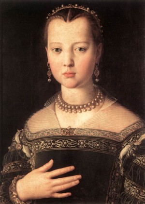 Oil bronzino, agnolo Painting - Portrait of Maria de' Medici  1551 by Bronzino, Agnolo