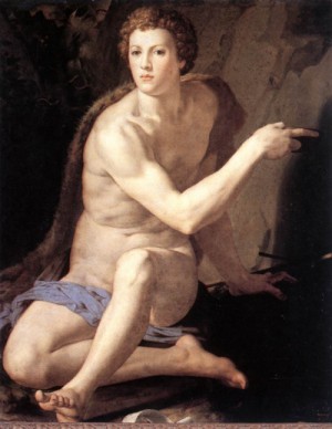 Oil the Painting - St John the Baptist  1550-55 by Bronzino, Agnolo