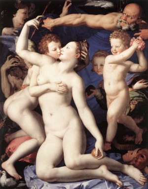 Oil bronzino, agnolo Painting - Venus, Cupide and the Time (Allegory of Lust) by Bronzino, Agnolo