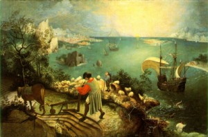 Oil landscape Painting - Landscape with the Fall of Icarus   c. 1558 by Bruegel, Pieter the Elder
