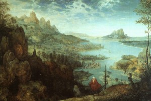 Oil the Painting - Landscape with the Flight into Egypt 1563 by Bruegel, Pieter the Elder