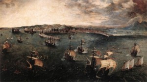 Oil bruegel, pieter the elder Painting - Naval Battle in the Gulf of Naples  1558-62 by Bruegel, Pieter the Elder