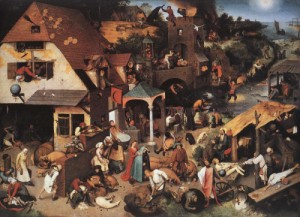 Oil bruegel, pieter the elder Painting - Netherlandish Proverbs  1559 by Bruegel, Pieter the Elder