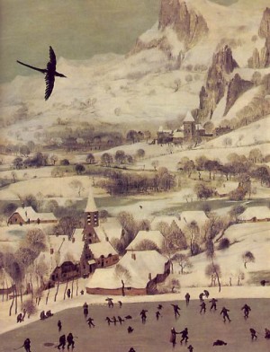 Oil bruegel, pieter the elder Painting - The Hunters in the Snow (detail) 1565 by Bruegel, Pieter the Elder