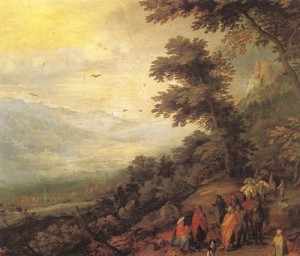 Oil brueghel, jan the elder Painting - Gathering of Gypsies in the Wood by Brueghel, Jan the Elder