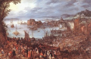 Oil brueghel, jan the elder Painting - Great Fish-Market  1603 by Brueghel, Jan the Elder