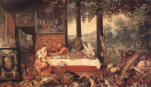 Oil brueghel, jan the elder Painting - The Sense of Taste  1618 by Brueghel, Jan the Elder