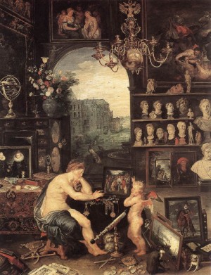 Oil brueghel, jan the elder Painting - The Sense of Vision (detail) 1618 by Brueghel, Jan the Elder
