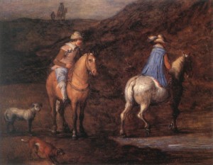 Oil brueghel, jan the elder Painting - Travellers on the Way (detail) by Brueghel, Jan the Elder