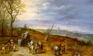 Oil brueghel, jan the elder Painting - Wayside Encounter  1600s by Brueghel, Jan the Elder