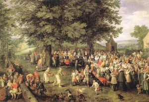 Oil brueghel, jan the elder Painting - Wedding Banquet by Brueghel, Jan the Elder
