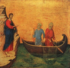 Oil the Painting - The Calling of the Apostles Peter and Andrew, 1308-1311 by Buoninsegna, Duccio di